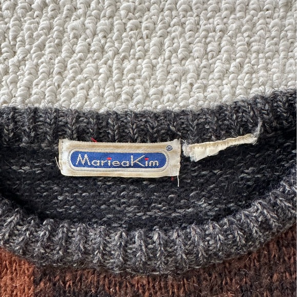 Vintage 80s Wool Patterned Mariea Kim Sweater - Picture 4 of 6